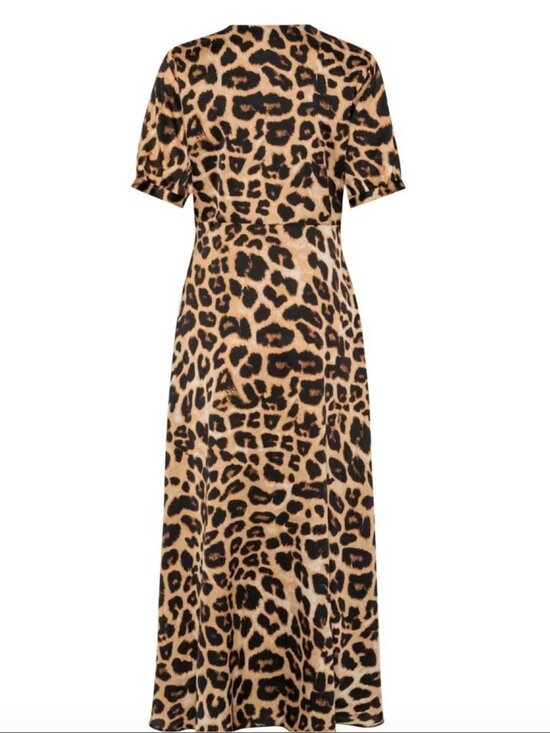 Karmamia Faye Maxi Dress Leopard Print Tie Waist Silk Boho S - Picture 2 of 2